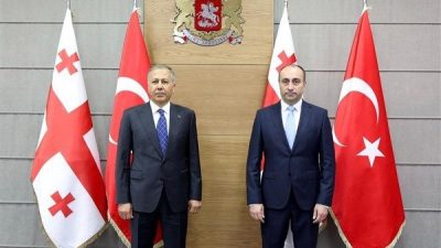 İ&ccedil;işleri Bakanı Ali Yerlikaya, G&uuml;rcistan İ&ccedil;işleri Bakanı Gela Geladze ve
