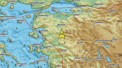 Avrupa-Akdeniz Sismoloji Merkezi (EMSC) verilerine g&ouml;re, Balıkesir Sındırgı'da 5.9 b&uuml;y&uuml;kl&uuml;ğ&uuml;nde