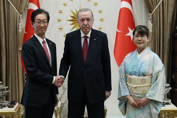 Cumhurbaşkanlığı K&uuml;lliyesi&rsquo;nde ger&ccedil;ekleştirilen kabulde Japonya B&uuml;y&uuml;kel&ccedil;isi Masami Tamura, Cumhurbaşkanı Recep
